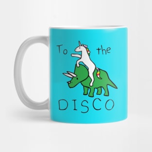 Unicorn Riding Dinosaur Mug